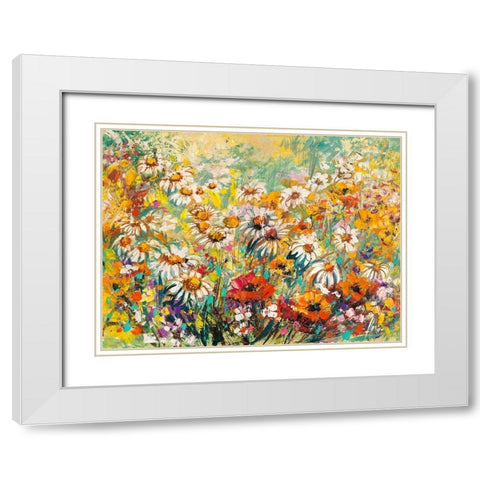 Campo fiorito White Modern Wood Framed Art Print with Double Matting by Luigi, Florio