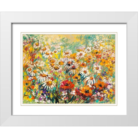 Campo fiorito White Modern Wood Framed Art Print with Double Matting by Luigi, Florio