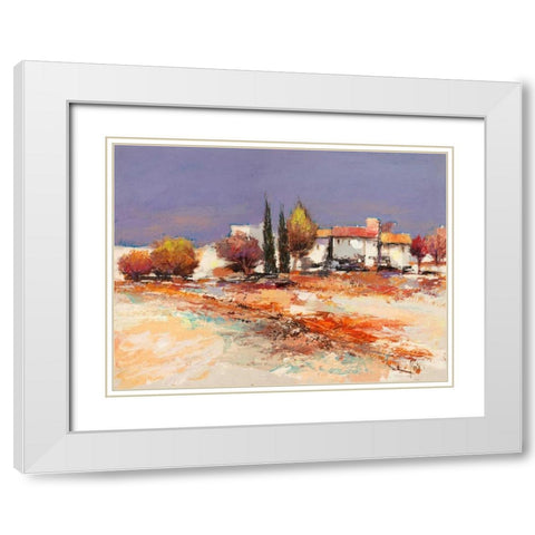 Case nel sole White Modern Wood Framed Art Print with Double Matting by Florio, Luigi