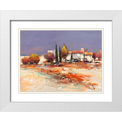 Case nel sole White Modern Wood Framed Art Print with Double Matting by Florio, Luigi