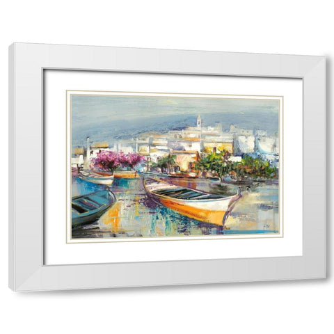 Paese mediterraneo White Modern Wood Framed Art Print with Double Matting by Luigi, Florio