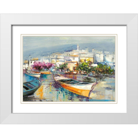 Paese mediterraneo White Modern Wood Framed Art Print with Double Matting by Luigi, Florio