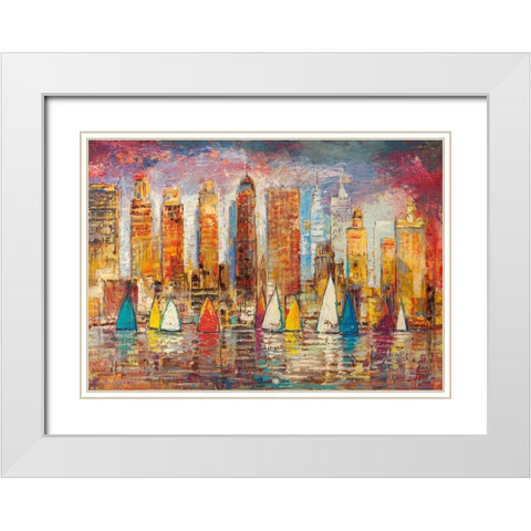 Vele a New York White Modern Wood Framed Art Print with Double Matting by Florio, Luigi