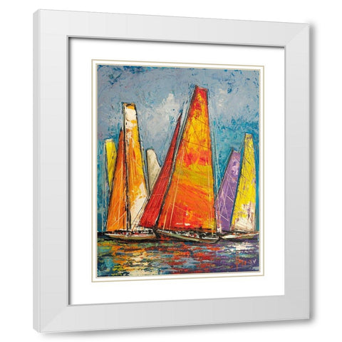 Vele a colori I White Modern Wood Framed Art Print with Double Matting by Florio, Luigi