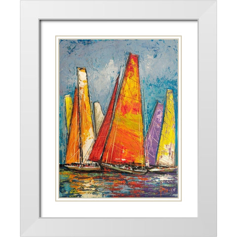 Vele a colori I White Modern Wood Framed Art Print with Double Matting by Florio, Luigi