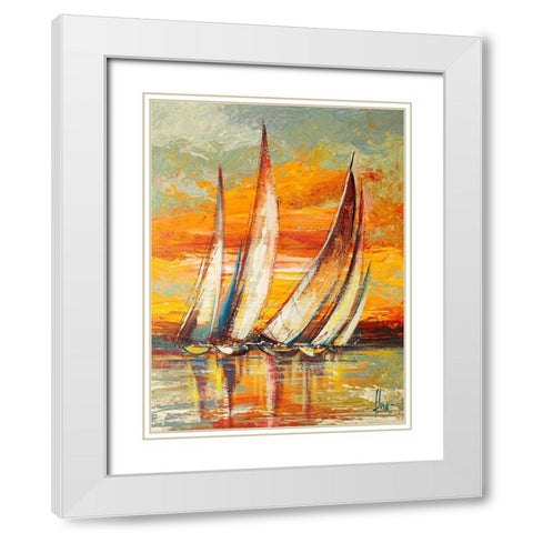 Regata al tramonto I White Modern Wood Framed Art Print with Double Matting by Florio, Luigi