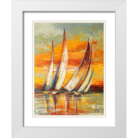 Regata al tramonto I White Modern Wood Framed Art Print with Double Matting by Florio, Luigi