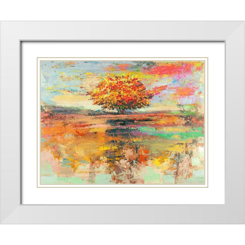 Albero destate White Modern Wood Framed Art Print with Double Matting by Florio, Luigi