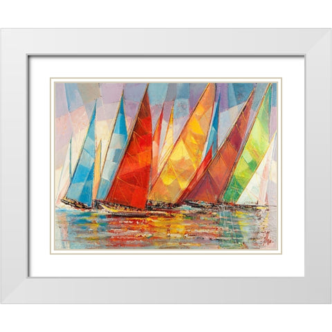 Regata estiva White Modern Wood Framed Art Print with Double Matting by Florio, Luigi