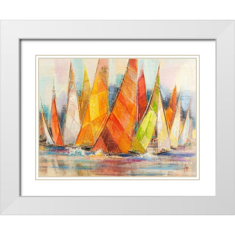 Regata di colori White Modern Wood Framed Art Print with Double Matting by Florio, Luigi