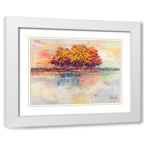 Alberi nel sole White Modern Wood Framed Art Print with Double Matting by Florio, Luigi