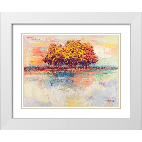 Alberi nel sole White Modern Wood Framed Art Print with Double Matting by Florio, Luigi
