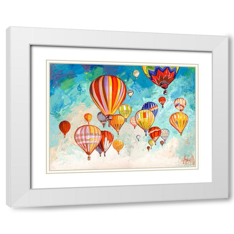 Danza di mongolfiere White Modern Wood Framed Art Print with Double Matting by Florio, Luigi