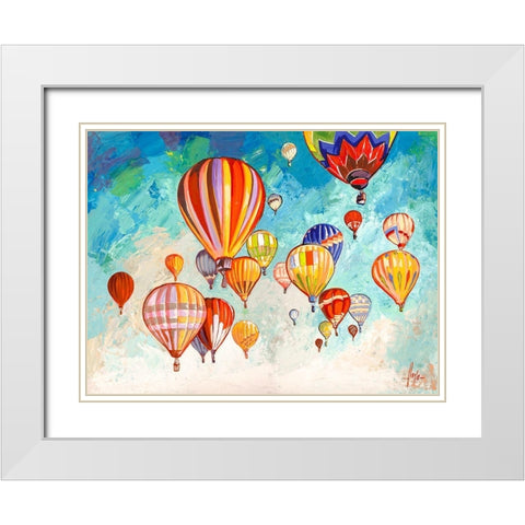 Danza di mongolfiere White Modern Wood Framed Art Print with Double Matting by Florio, Luigi