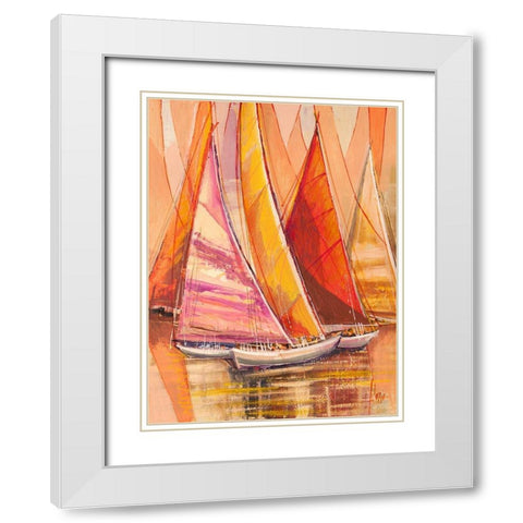 Vele nel sole White Modern Wood Framed Art Print with Double Matting by Florio, Luigi