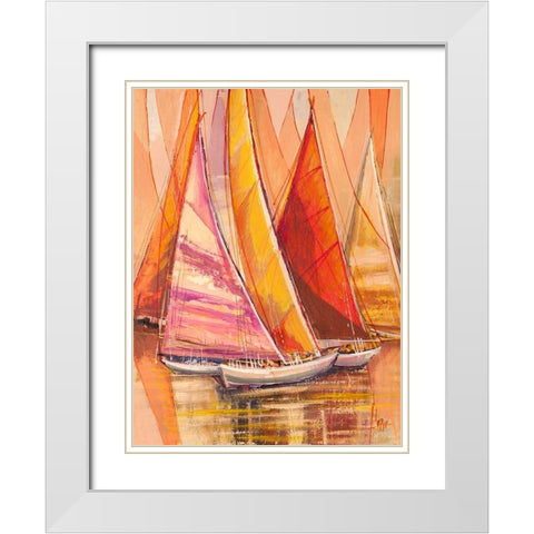 Vele nel sole White Modern Wood Framed Art Print with Double Matting by Florio, Luigi