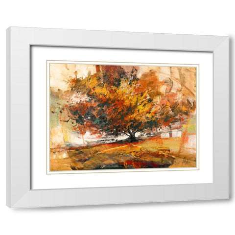 Albero nel vento White Modern Wood Framed Art Print with Double Matting by Florio, Luigi