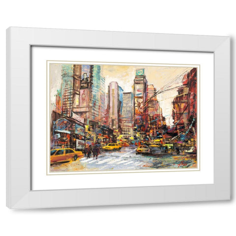 Mattino su Manhattan White Modern Wood Framed Art Print with Double Matting by Florio, Luigi