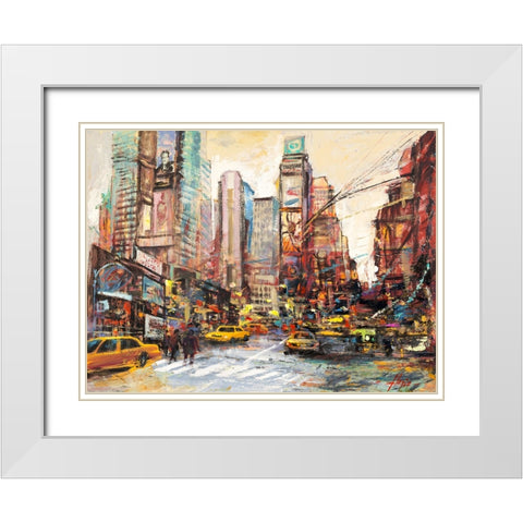 Mattino su Manhattan White Modern Wood Framed Art Print with Double Matting by Florio, Luigi