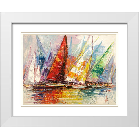 Caleidoscopio di vele White Modern Wood Framed Art Print with Double Matting by Florio, Luigi