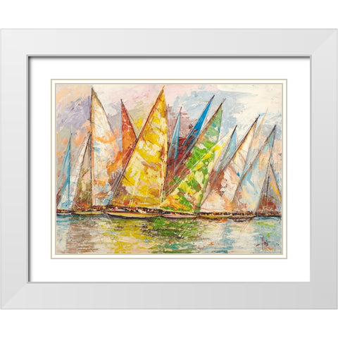 Regata di Primavera White Modern Wood Framed Art Print with Double Matting by Florio, Luigi