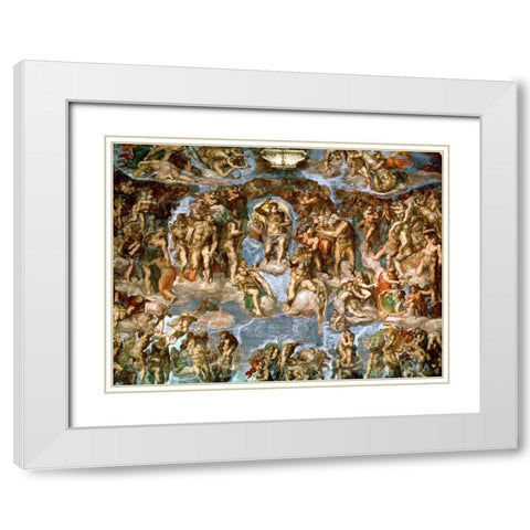 Il Giudizio Universale White Modern Wood Framed Art Print with Double Matting by Buonarroti, Michelangelo