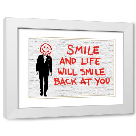 Smile White Modern Wood Framed Art Print with Double Matting by Masterfunk collective