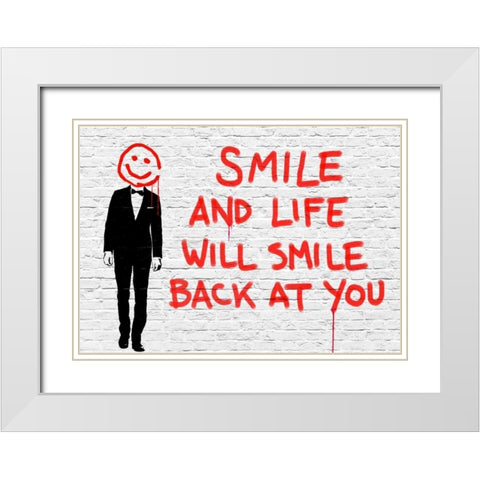 Smile White Modern Wood Framed Art Print with Double Matting by Masterfunk collective
