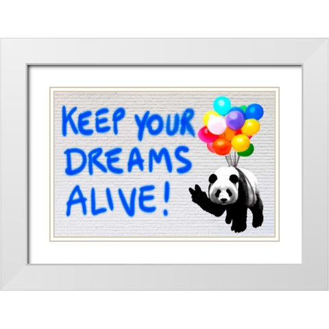 Keep your dreams alive! White Modern Wood Framed Art Print with Double Matting by Masterfunk collective