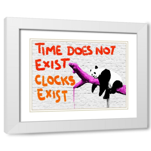 Time does not exist White Modern Wood Framed Art Print with Double Matting by Masterfunk collective