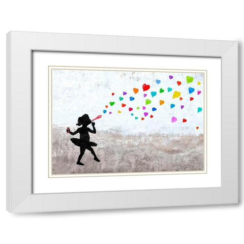 Love Bubbles White Modern Wood Framed Art Print with Double Matting by Masterfunk Collective