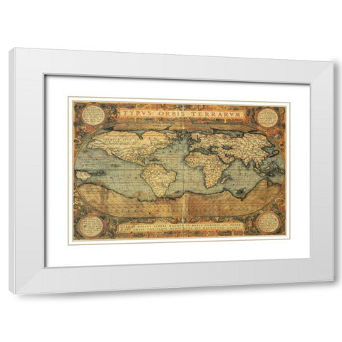 Typus Orbis Terrarum 1587 White Modern Wood Framed Art Print with Double Matting by Ortelius, Abraham