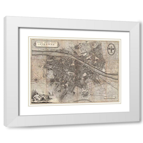 Pianta della Citta di Firenze, 1847 White Modern Wood Framed Art Print with Double Matting by Molini, Giuseppe