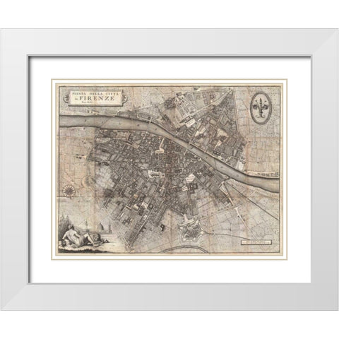 Pianta della Citta di Firenze, 1847 White Modern Wood Framed Art Print with Double Matting by Molini, Giuseppe