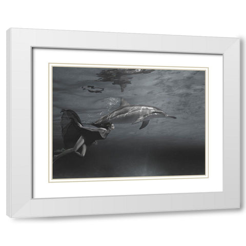 Oceane White Modern Wood Framed Art Print with Double Matting by Moreau, Marc