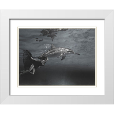 Oceane White Modern Wood Framed Art Print with Double Matting by Moreau, Marc