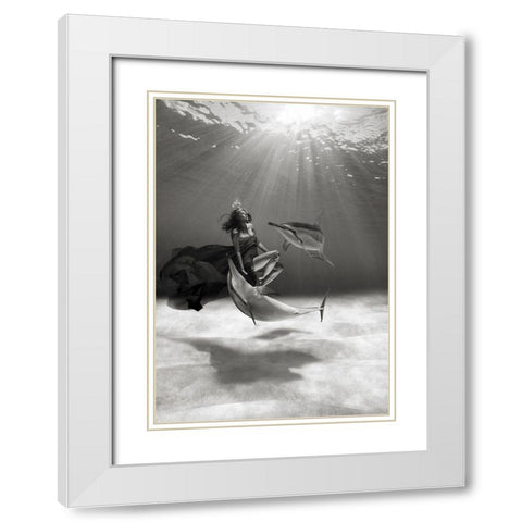 Dancing in the Ocean White Modern Wood Framed Art Print with Double Matting by Moreau, Marc