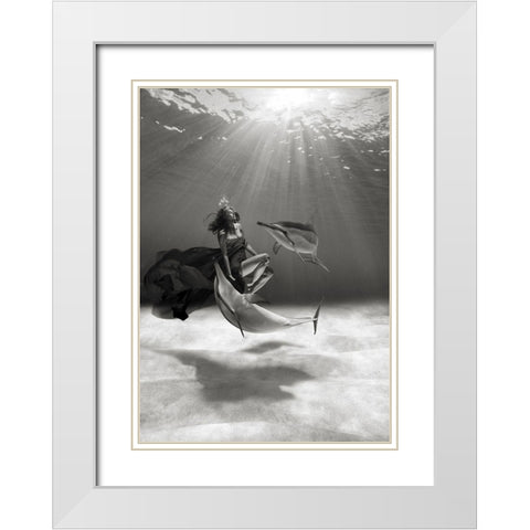Dancing in the Ocean White Modern Wood Framed Art Print with Double Matting by Moreau, Marc
