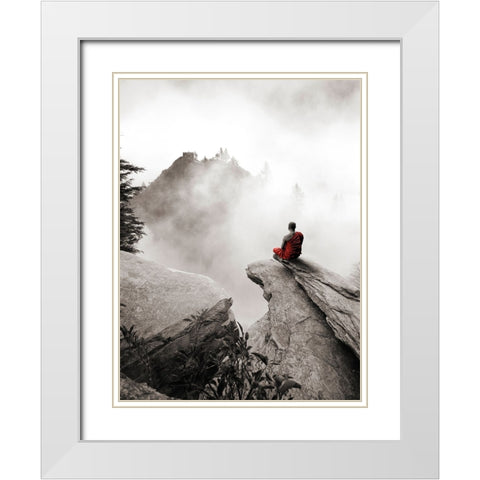 Contemplate White Modern Wood Framed Art Print with Double Matting by Moreau, Marc