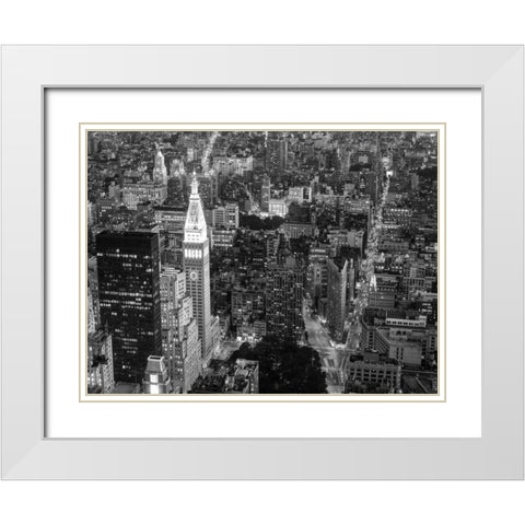 Aerial view of Manhattan, NYC White Modern Wood Framed Art Print with Double Matting by Setboun, Michel