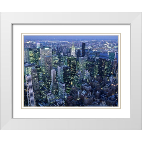 Manhattan skyline at dusk, NYC White Modern Wood Framed Art Print with Double Matting by Setboun, Michel