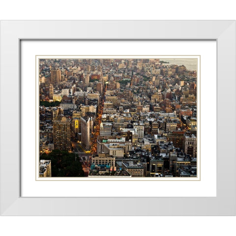 Aerial view of Manhattan, NYC White Modern Wood Framed Art Print with Double Matting by Setboun, Michel