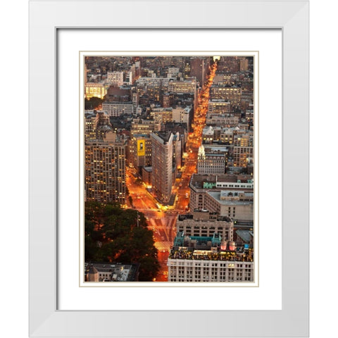 Aerial view of Flatiron Building, NYC White Modern Wood Framed Art Print with Double Matting by Setboun, Michel