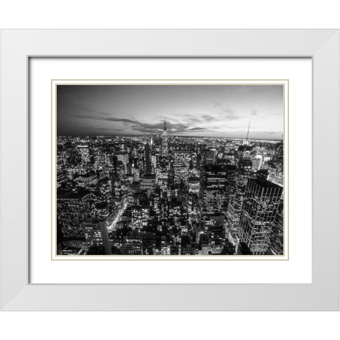 Manhattan Skyline with the Empire State Building, NYC White Modern Wood Framed Art Print with Double Matting by Setboun, Michel