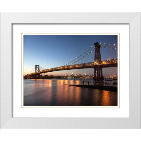 Queensboro Bridge and Manhattan from Brooklyn, NYC White Modern Wood Framed Art Print with Double Matting by Setboun, Michel