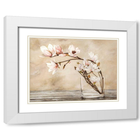 Fiori di magnolia White Modern Wood Framed Art Print with Double Matting by Mavaracchio, Cristina