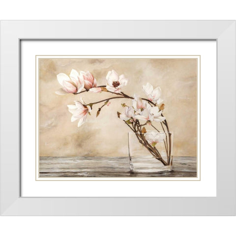 Fiori di magnolia White Modern Wood Framed Art Print with Double Matting by Mavaracchio, Cristina