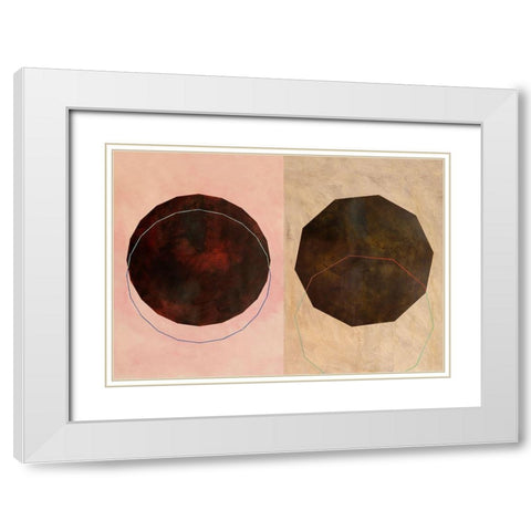 Poliedra White Modern Wood Framed Art Print with Double Matting by Novello, Patrizia