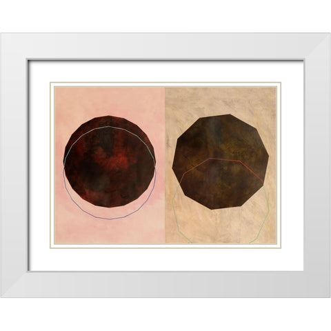 Poliedra White Modern Wood Framed Art Print with Double Matting by Novello, Patrizia