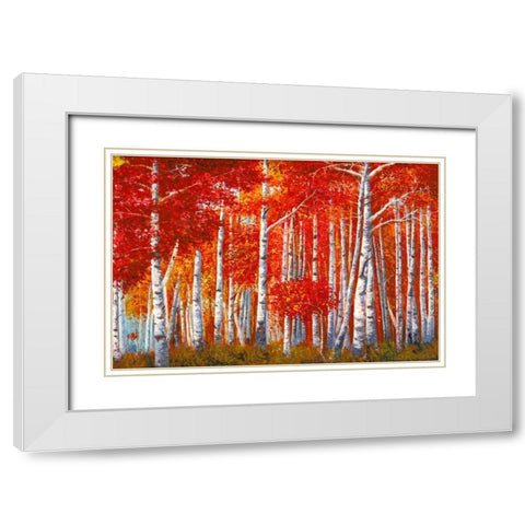 Bosco di betulle White Modern Wood Framed Art Print with Double Matting by Masera, Angelo